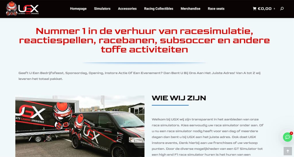 UGX - Nummer 1 in de verhuur van racesimulatie, reactiespellen, racebanen, subsoccer en andere toffe activiteiten